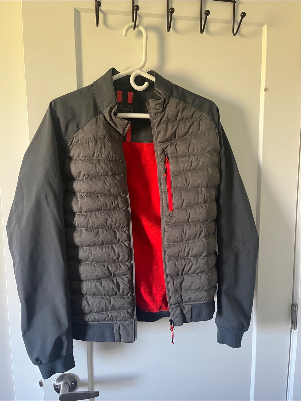 Hackett Aston Martin Men's Quilted Gray Jacket with Red Lining